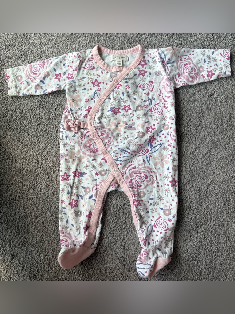 Jessica Simpson Pink Floral Star Footed One-Piece